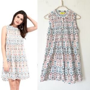 Roberta Roller Rabbit Isola Smocked Cotton Sleeveless Dress S